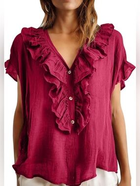 NEW Generic Women’s Ruffle Short Sleeve Top